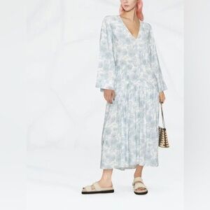 Vince Dahlia Floral Print VNeck Cut Out Back Dress Size Large